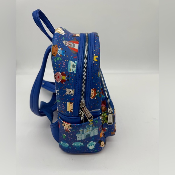 Disney Parks Exclusive Loungefly Hard Tag Blue Backpack Chibi Characters - Picture 4 of 10